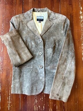 Michael Joseph Taupe Suede Three-Button Blazer